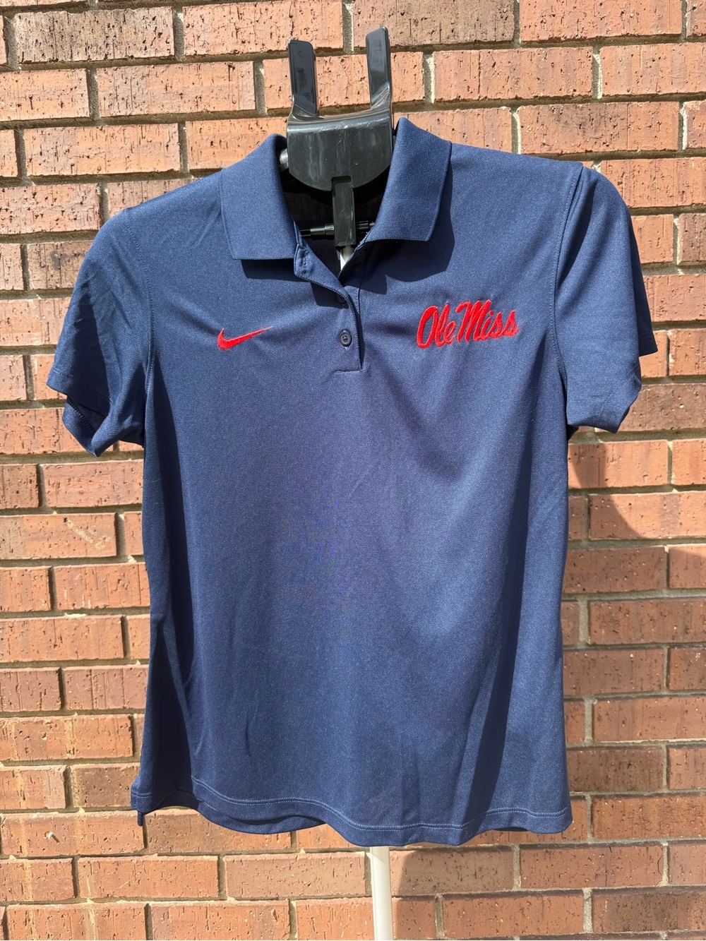 Nike Ole Miss Rebels Women's Size Medium Navy Dri-FIT Polo Golf Shirt Top NCAA